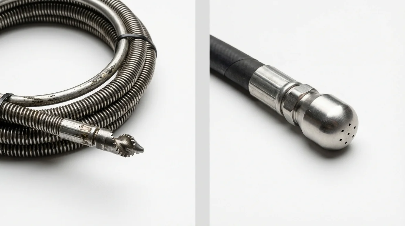Drain snake cable and hydro jetting nozzle used for drain cleaning in Armour, SD