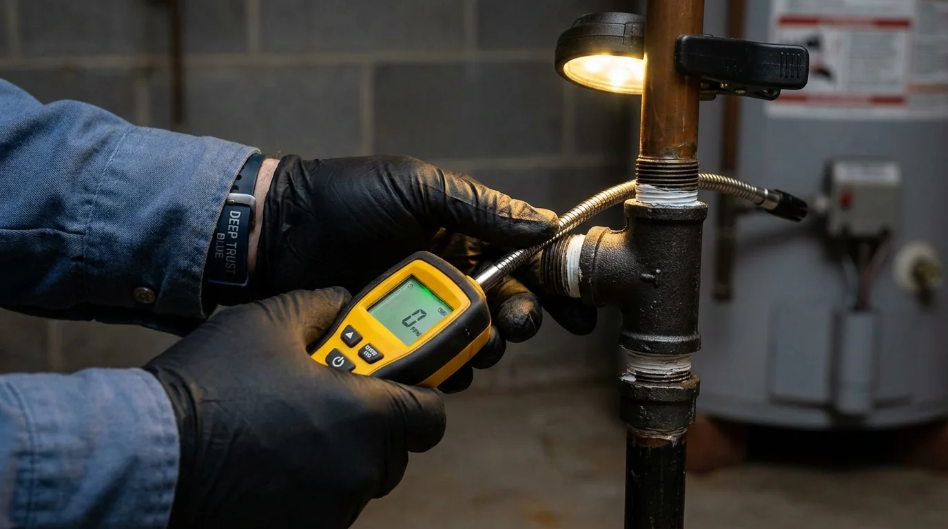 Gas leak detection with electronic sniffer by Johns Plumbing LLC in Armour