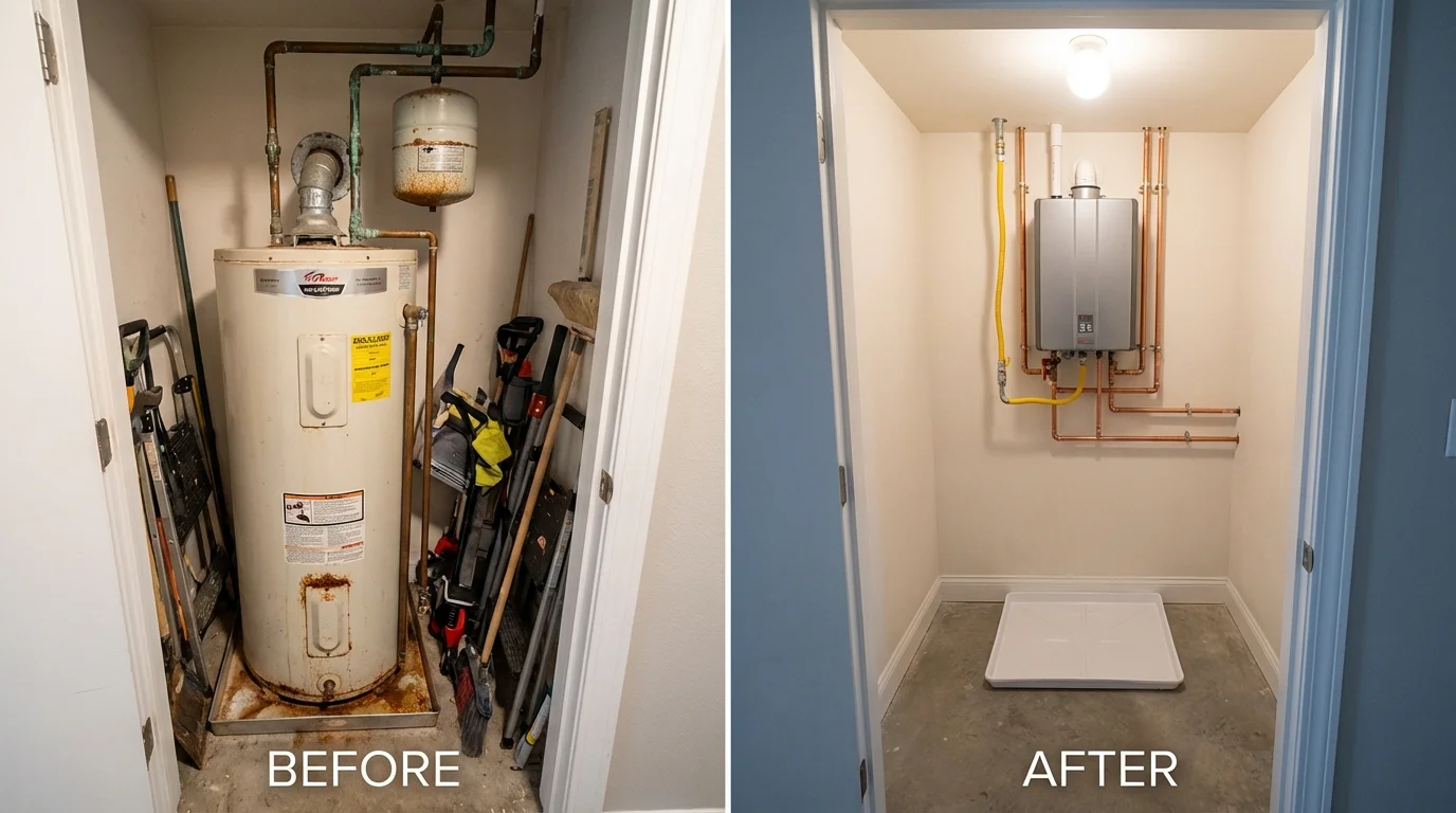 Tank water heater versus wall-mounted tankless unit comparison for Armour, SD homeowners